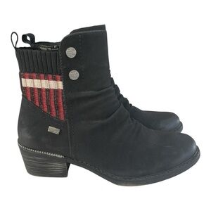 Remonte Black Ankle Boots with Knit Detail Size 39 (US 8–8.5)